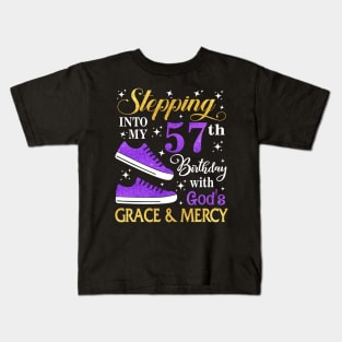 Stepping Into My 57th Birthday With God's Grace & Mercy Bday Kids T-Shirt